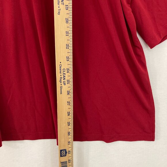 Susan Graver size 4X Red Cut Out Detail Stretch Liquid Knit 3/4 Sleeve Blouse - Picture 4 of 9